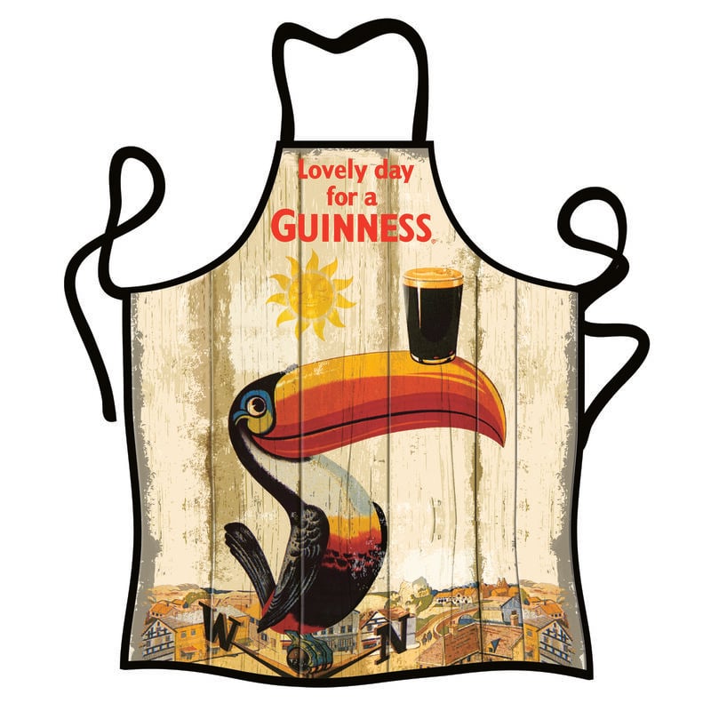 Guinness Toucan 100% Cotton Apron  Creamy Colour With Red Trim